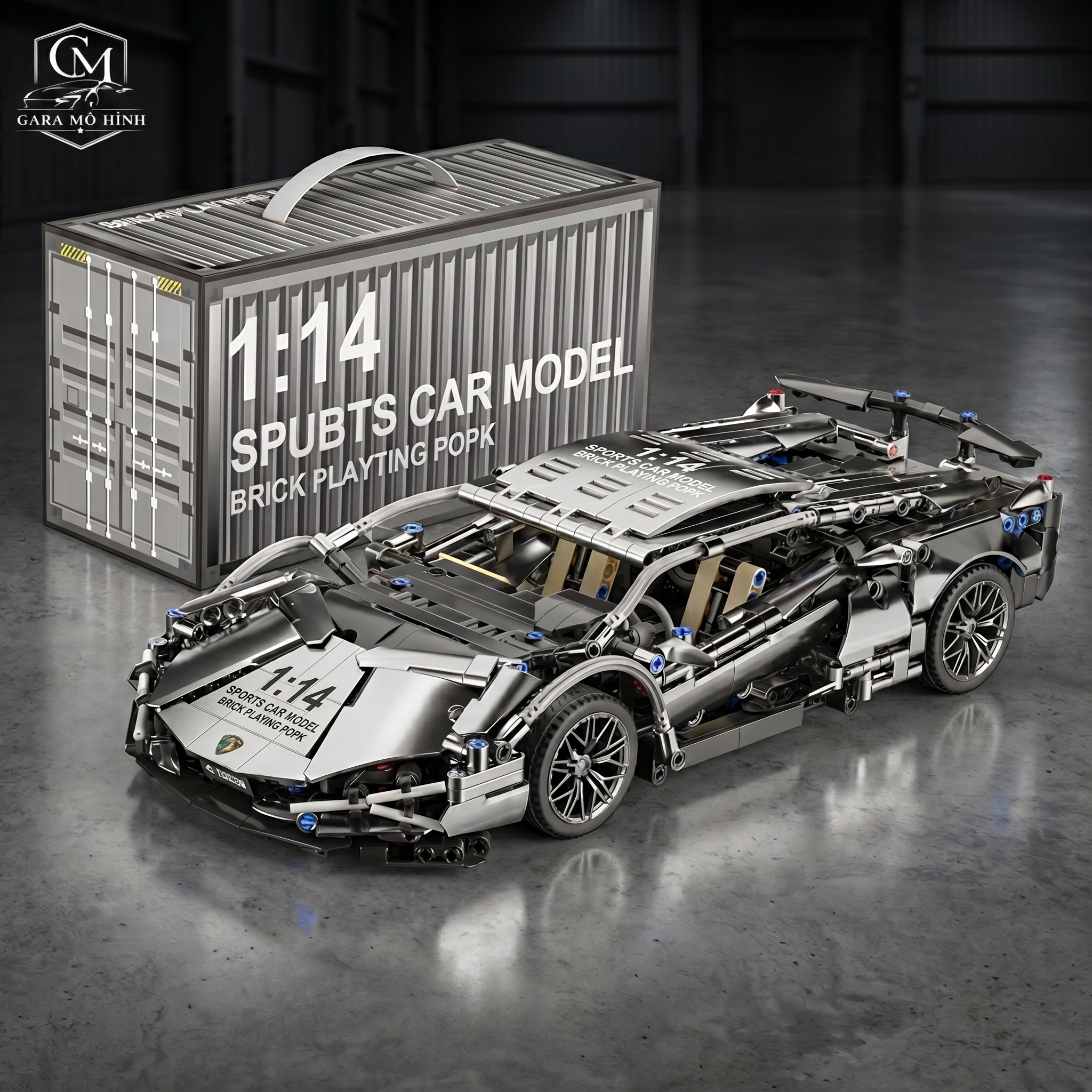 Mô Hình Lắp Ráp Siêu Xe Ô Tô Lambo Xám Titan 1:14 (1280 Mảnh) - Ảnh 3