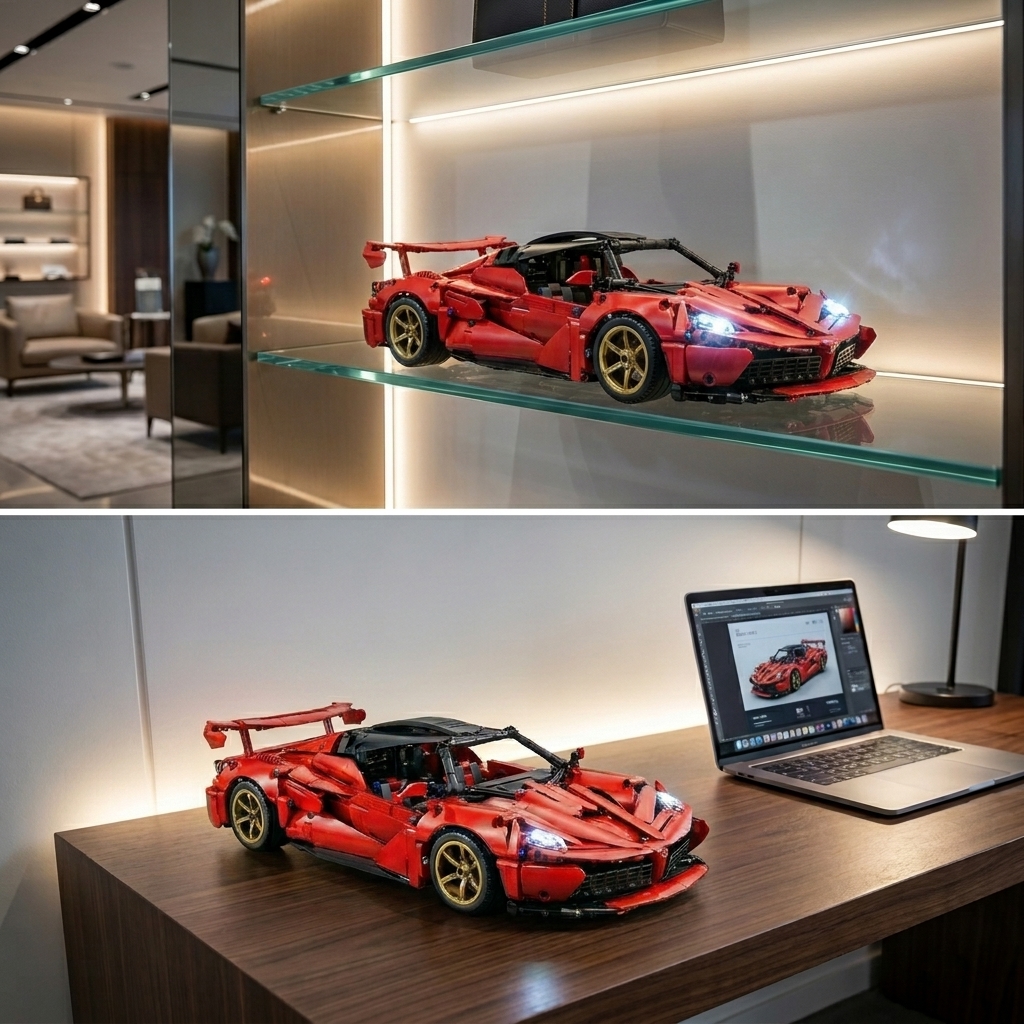 Đồ Chơi Mô Hình Lắp Ráp Siêu Xe Ô Tô Ferrari Đỏ 1:14 (1388 Mảnh) - Ảnh 3